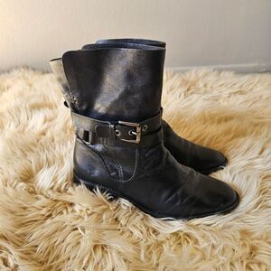 Coach Jesika Black Genuine Leather Ankle Boots Size 7